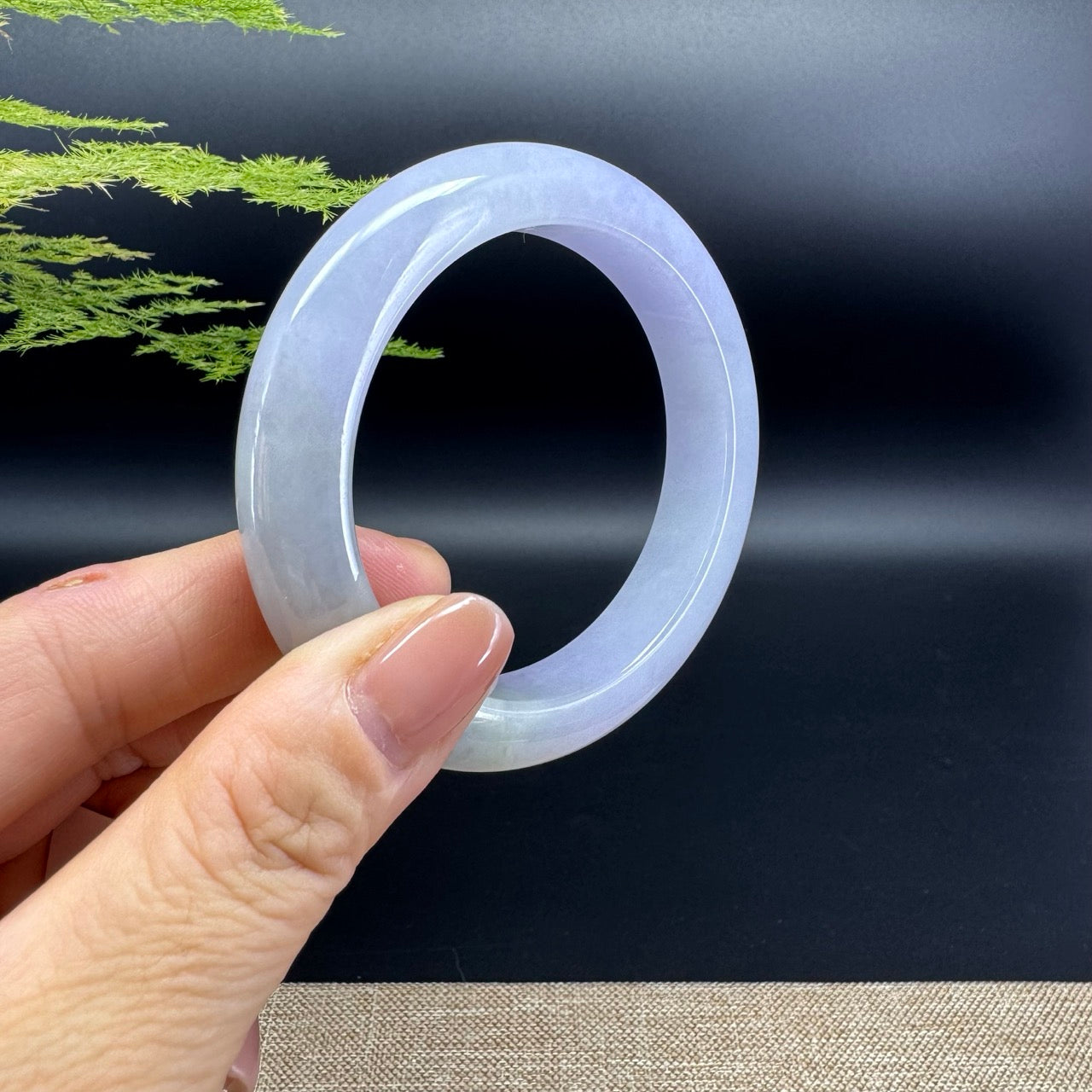 Genuine Burmese Lavender Green Jade Jadeite Bangle Bracelet (54mm)
