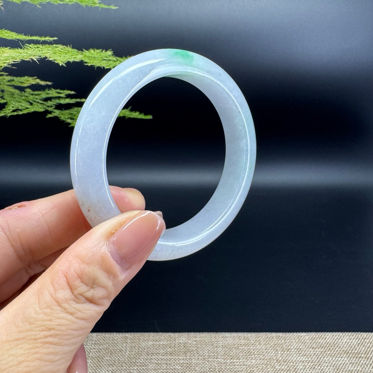 Genuine Burmese Icy Green Jade Jadeite Bangle Bracelet ( 54.3mm )