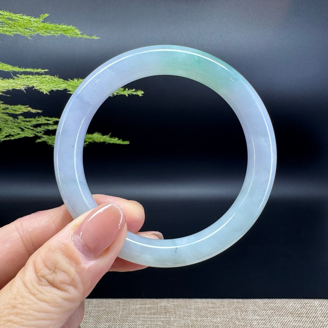 Genuine Burmese Icy Green Jadeite Jade Bangle Bracelet ( 55.5mm )