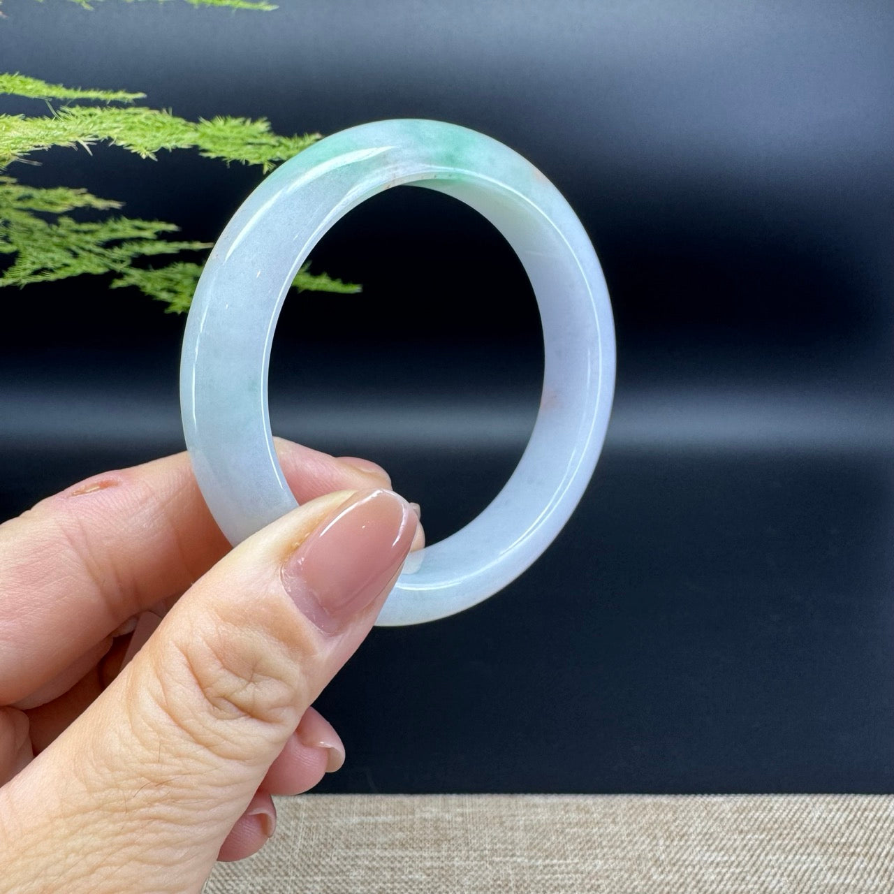 Genuine Burmese Icy Green Jade Jadeite Bangle Bracelet ( 54.1mm )