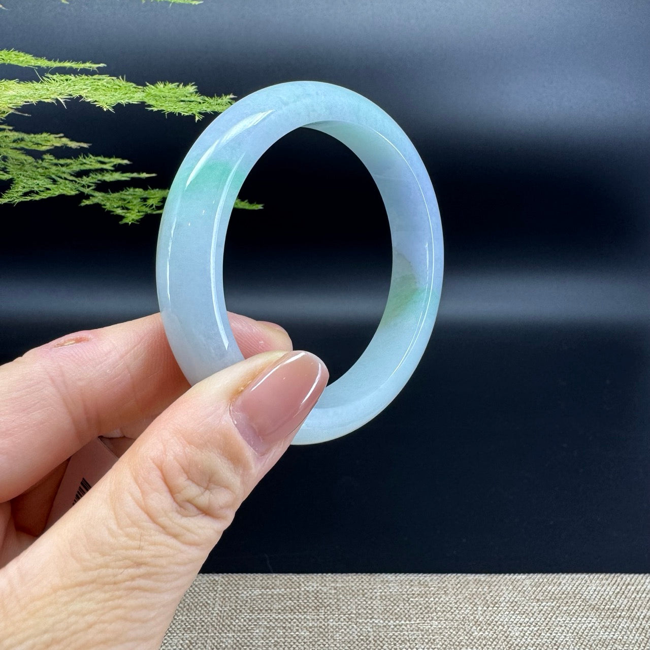Genuine Burmese Lavender Green Jade Jadeite Bangle Bracelet ( 54.7mm )