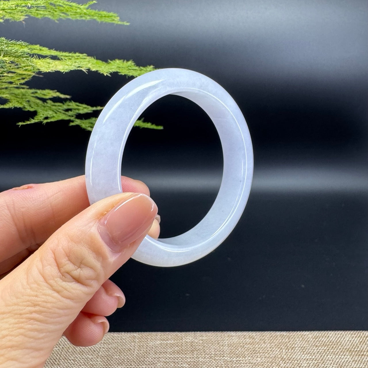 Genuine Burmese Lavender Green Jade Jadeite Bangle Bracelet ( 52.5mm )