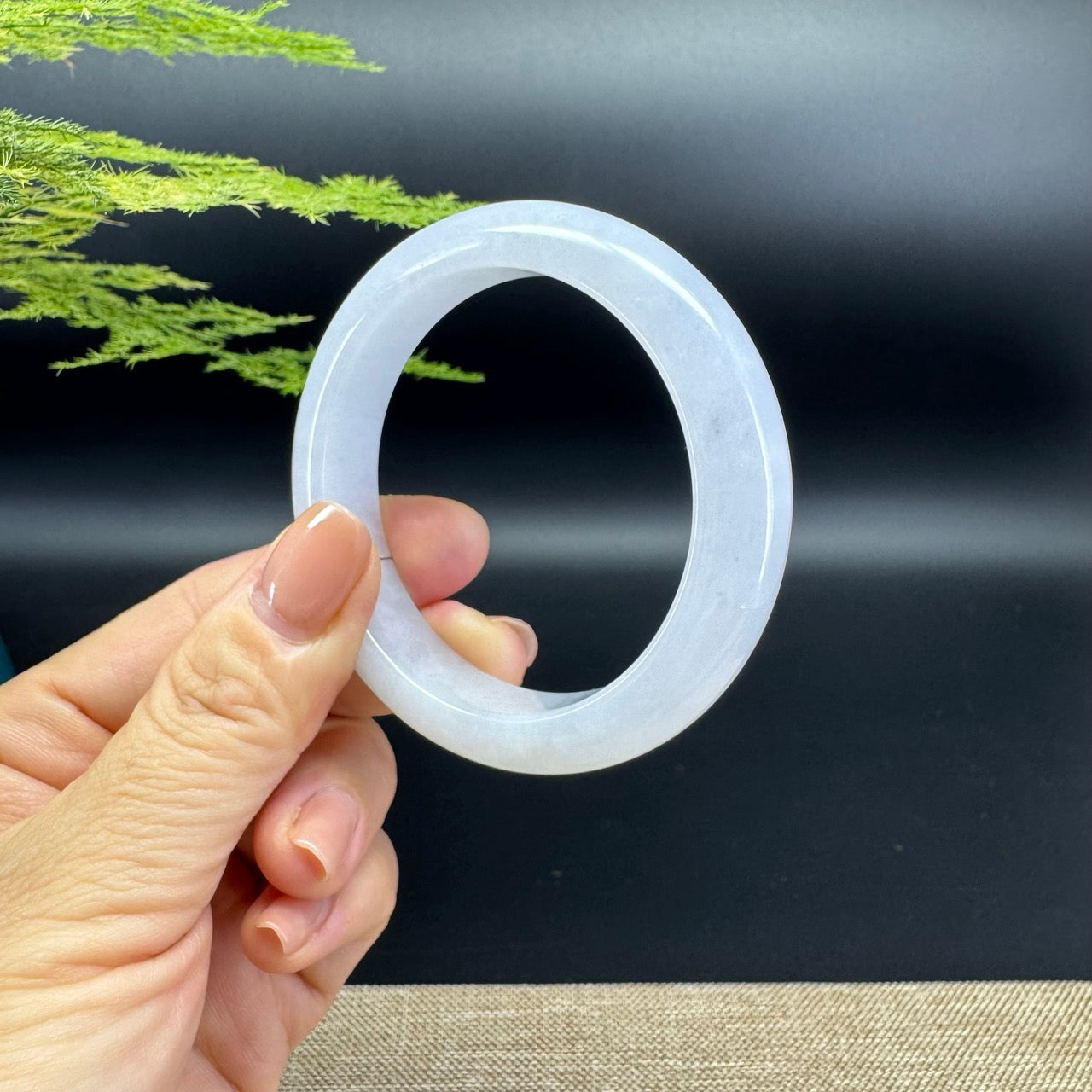 Genuine Burmese Lavender Green Jade Jadeite Bangle Bracelet ( 52.5mm )