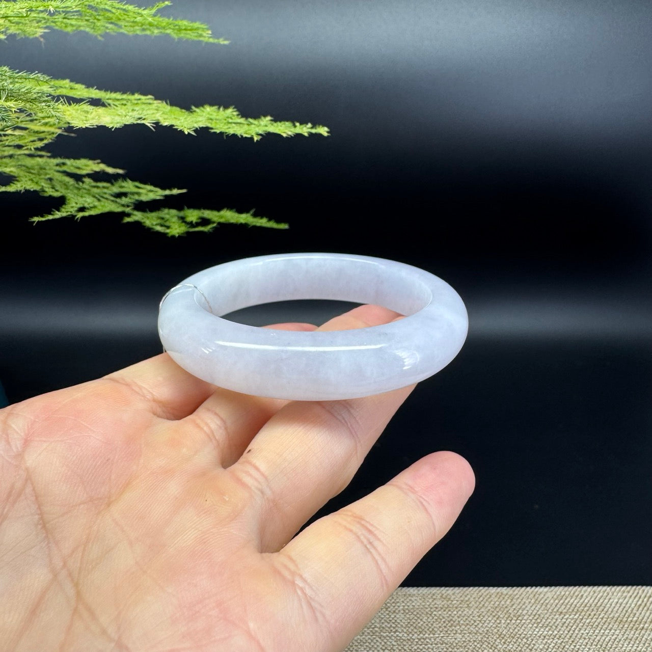 Genuine Burmese Lavender Green Jade Jadeite Bangle Bracelet ( 52.5mm )