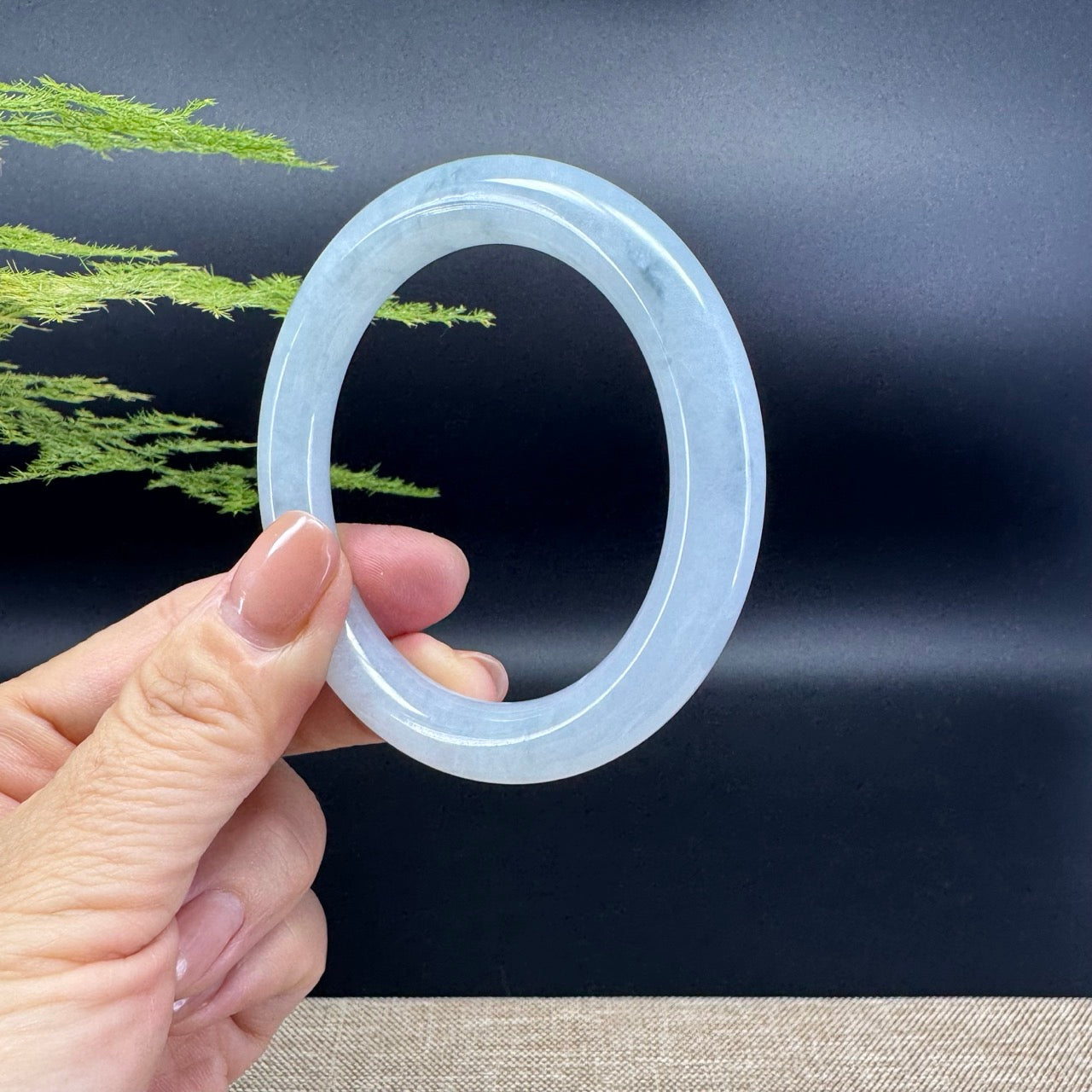 Genuine Burmese Icy Green Jade Jadeite Bangle Bracelet ( 53.8mm )