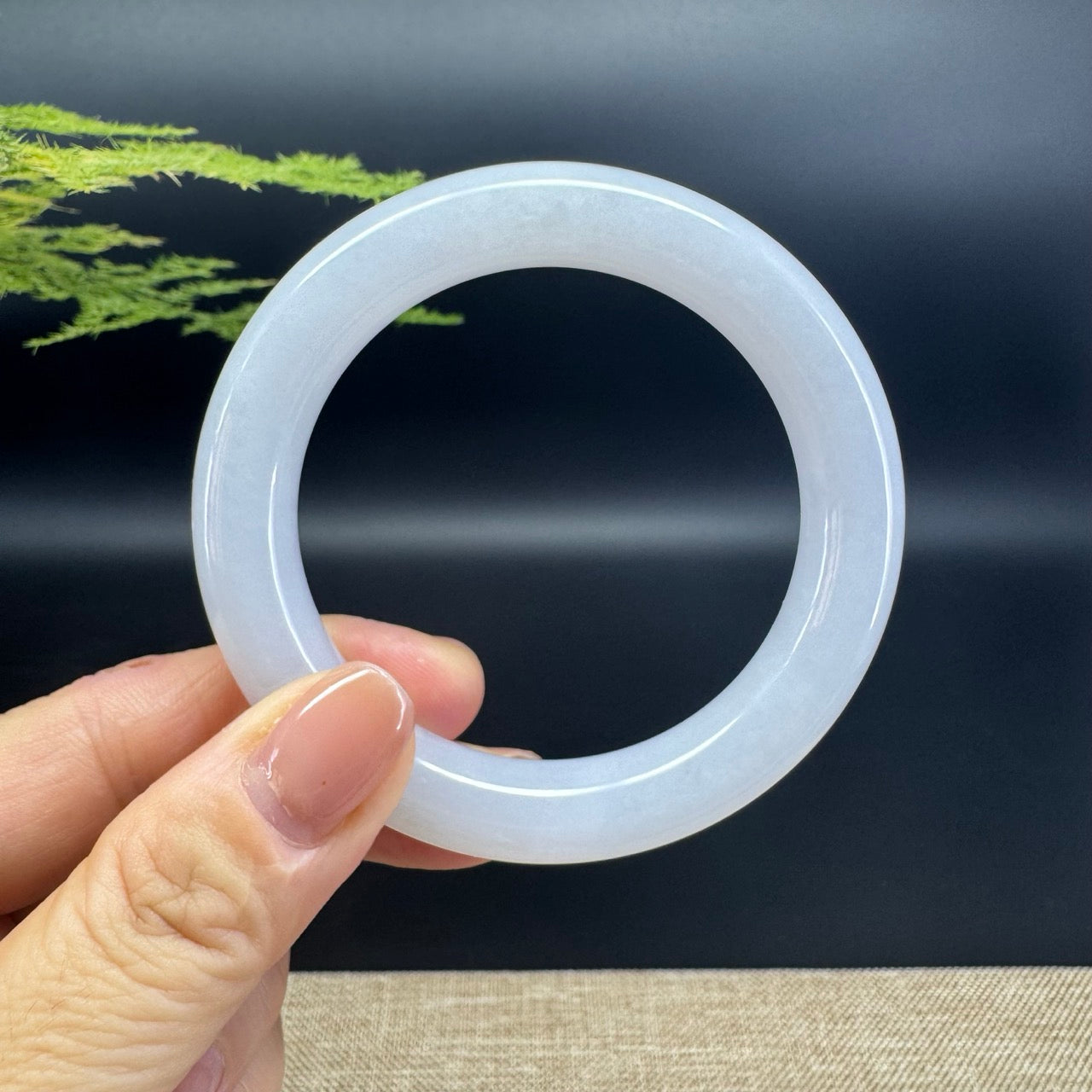 Genuine Burmese Icy Lavender Jade Jadeite Bangle Bracelet (53.3mm)