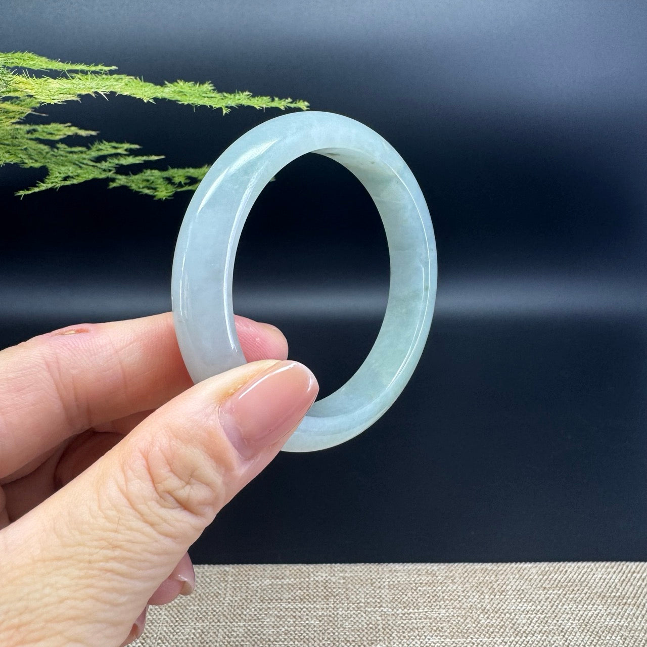 Genuine Burmese Icy Green Jade Jadeite Bangle Bracelet ( 53.8mm )