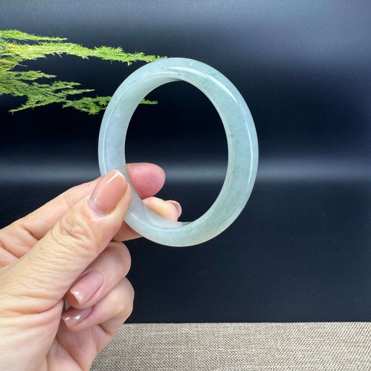 Genuine Burmese Icy Green Jade Jadeite Bangle Bracelet ( 53.8mm )