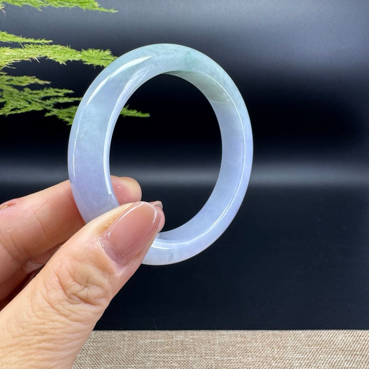 Genuine Burmese Lavender Green Jade Jadeite Bangle Bracelet (54.9mm)