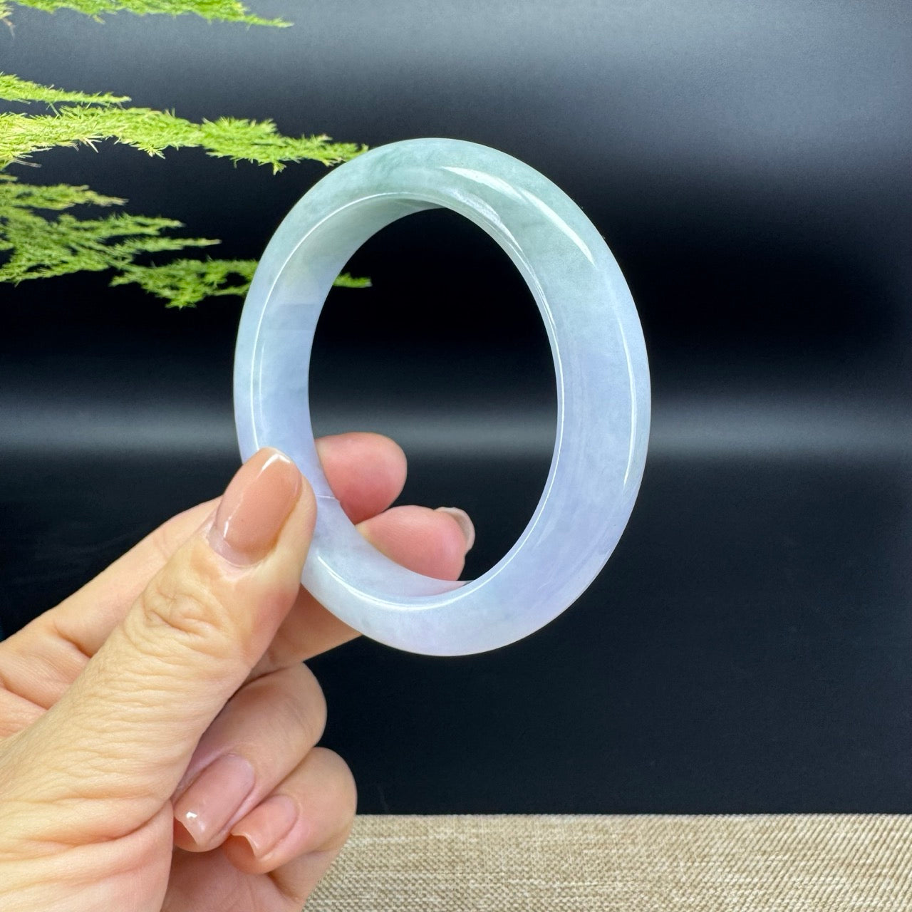 Genuine Burmese Lavender Green Jade Jadeite Bangle Bracelet (54.9mm)