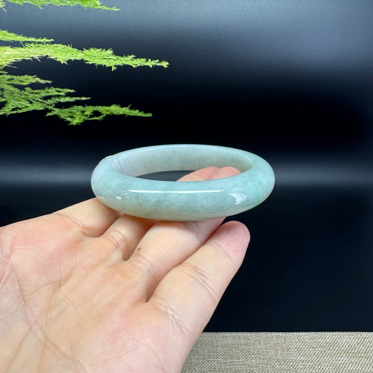Genuine Burmese Yellow Green Jade Jadeite Bangle Bracelet (55.3mm)
