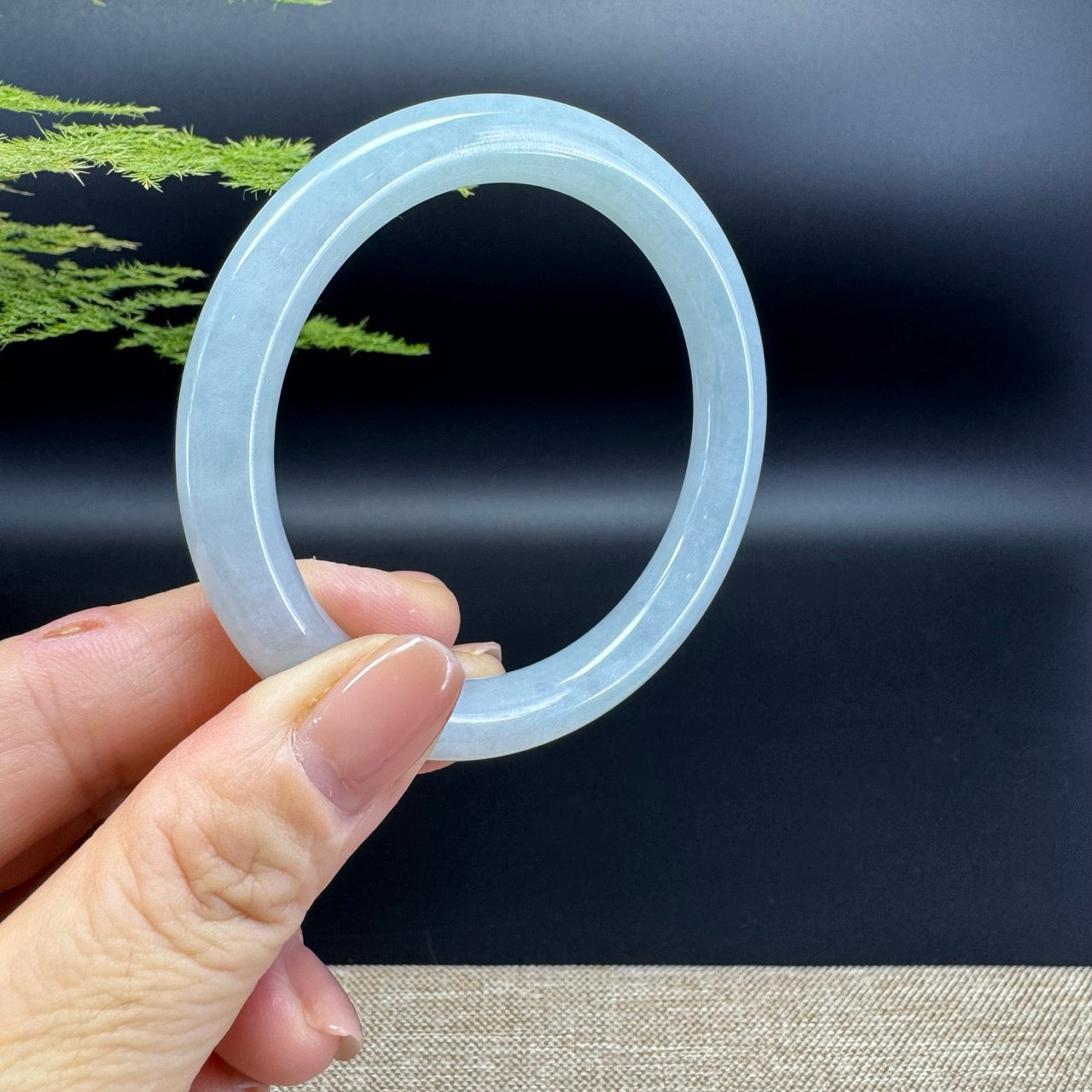 Genuine Burmese Icy Green Jadeite Jade Bangle Bracelet ( 55.7mm )