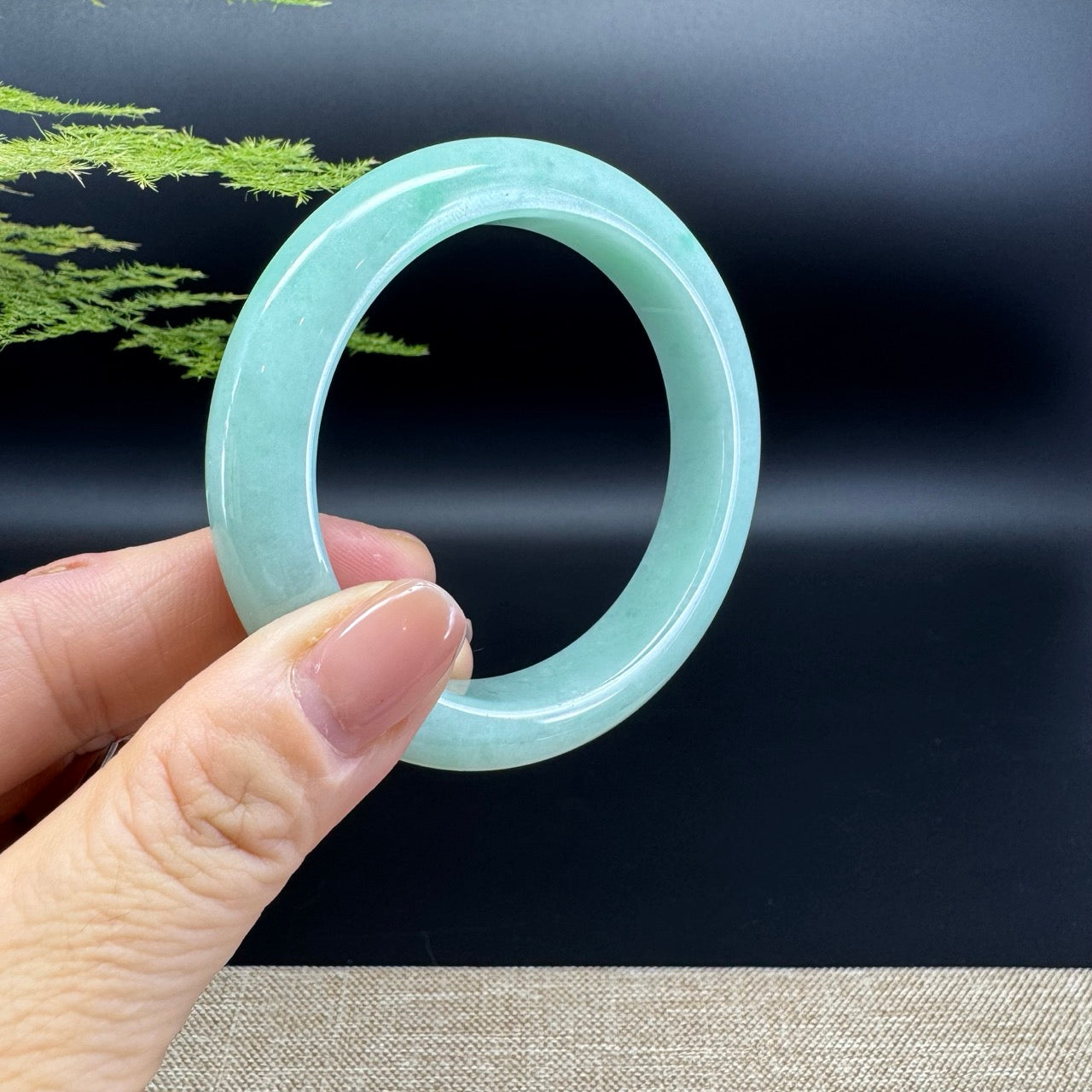 Genuine Burmese Apple Green Jade Jadeite Bangle Bracelet ( 55.3mm )