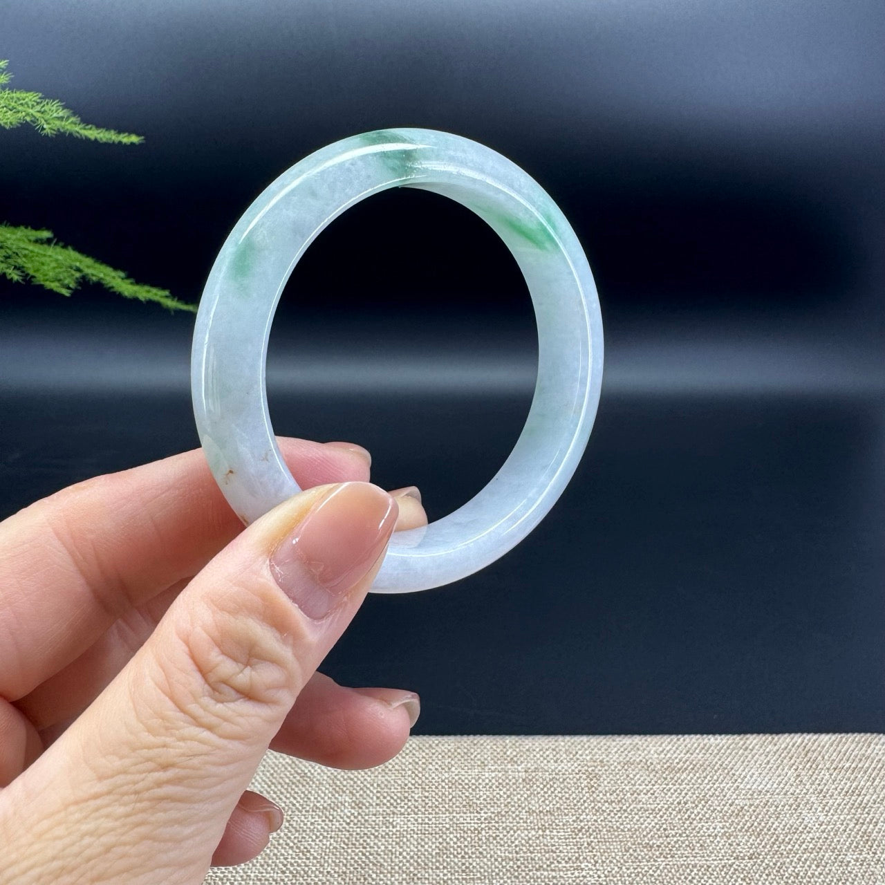 Genuine Burmese Icy Green Jade Jadeite Bangle Bracelet ( 53.1mm )