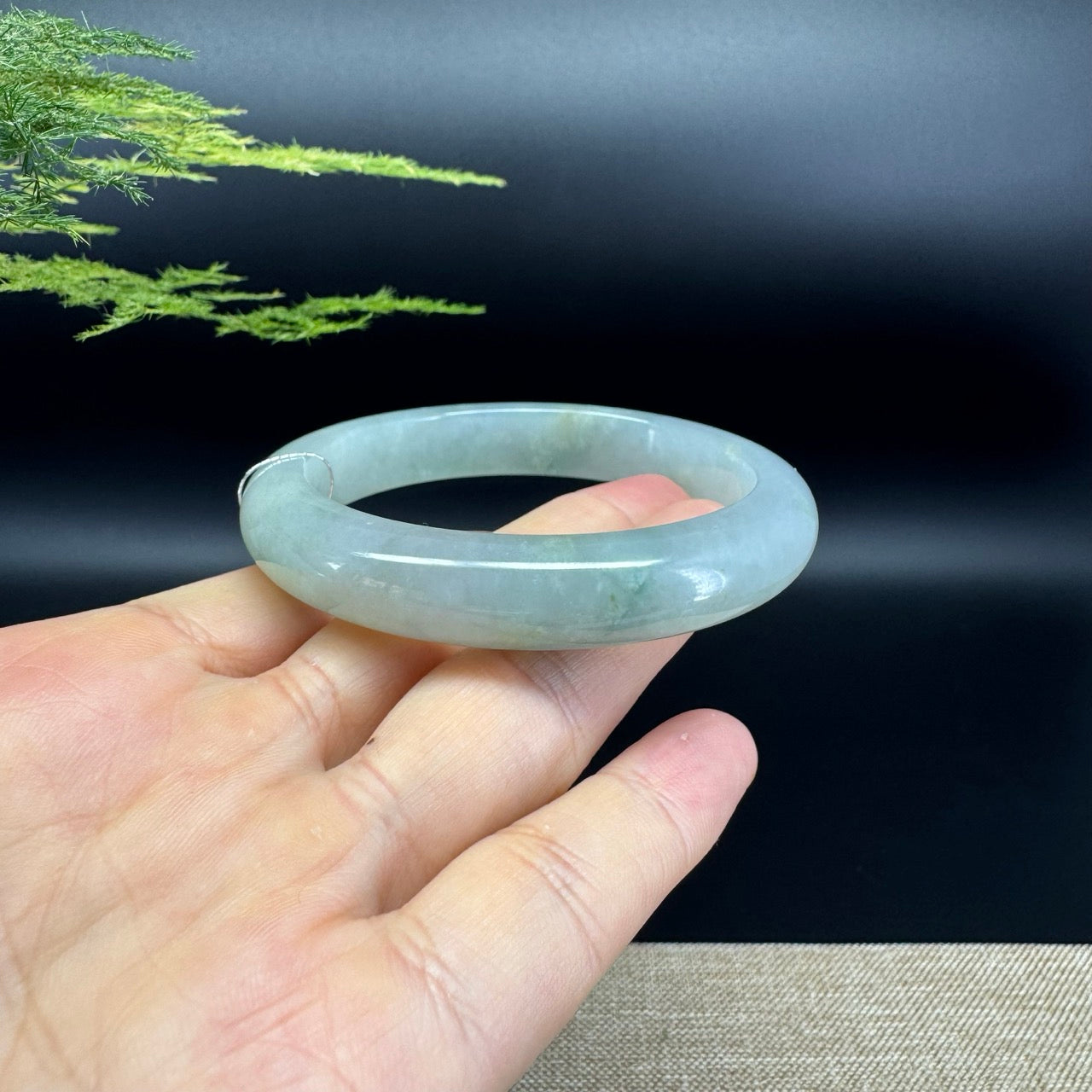 Genuine Burmese Icy Green Jade Jadeite Bangle Bracelet (57.4mm)