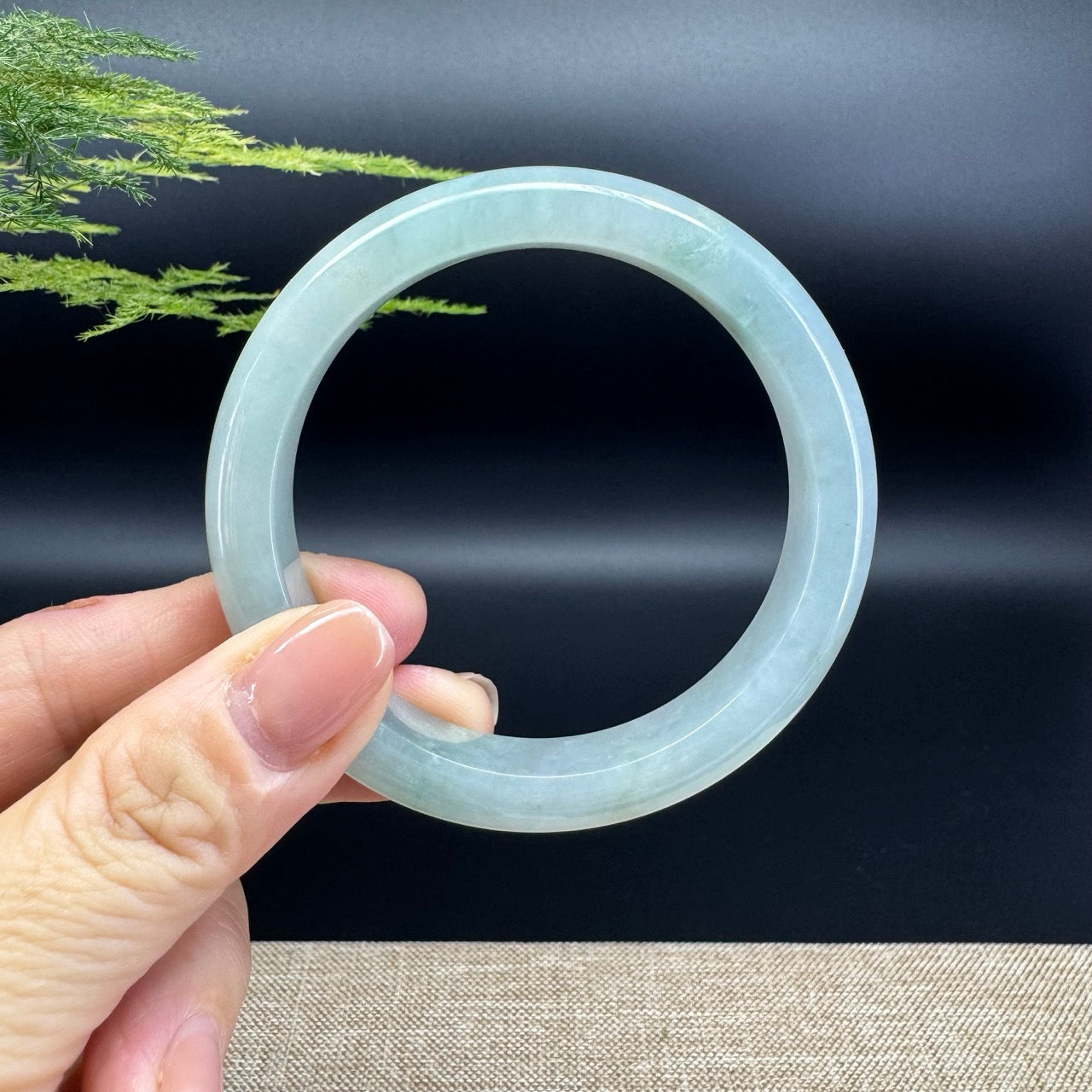 Genuine Burmese Icy Green Jade Jadeite Bangle Bracelet (57.4mm)