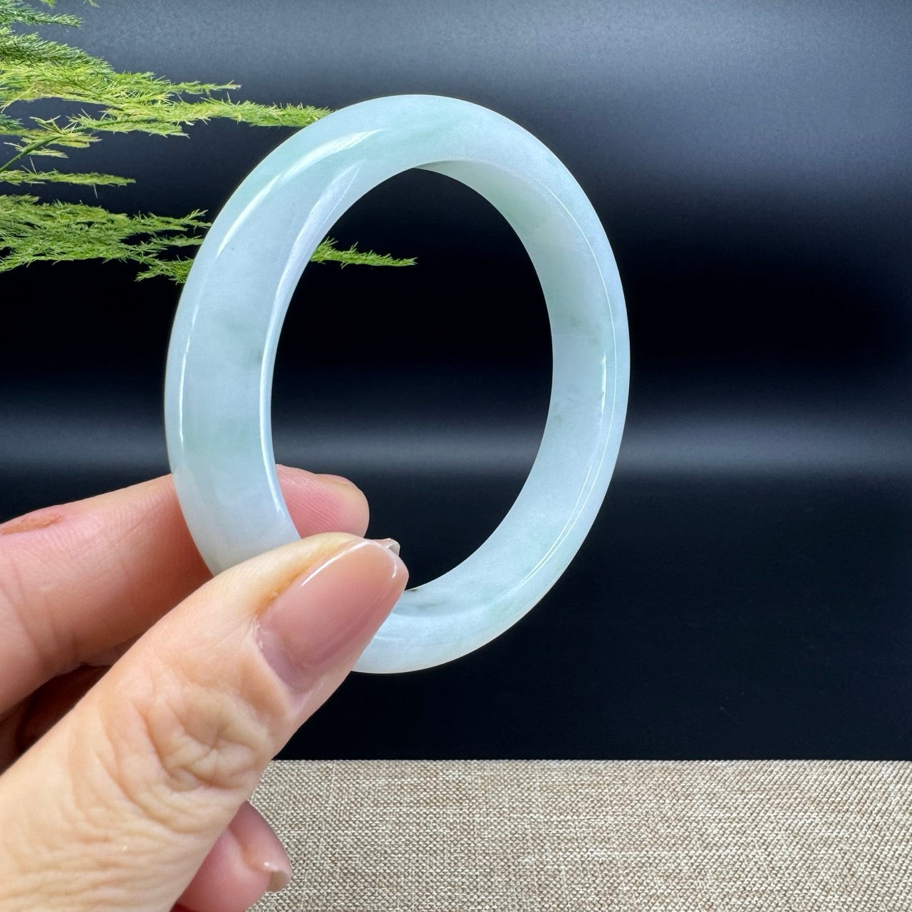 Genuine Burmese Icy Green Jade Jadeite Bangle Bracelet (59.1mm)