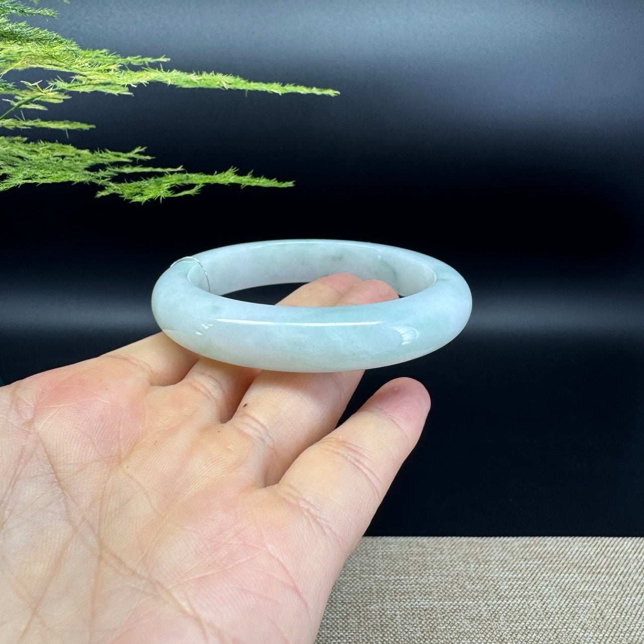 Genuine Burmese Icy Green Jade Jadeite Bangle Bracelet (59.1mm)