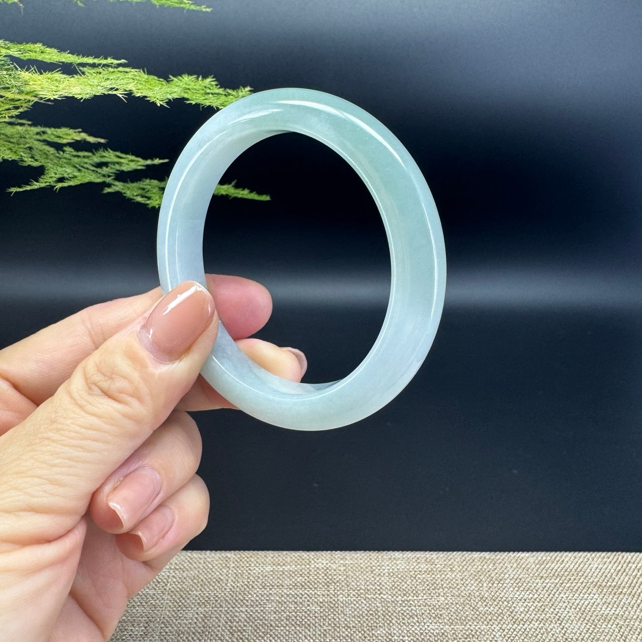 Genuine Burmese Light Green Jade Jadeite Bangle Bracelet ( 52.1mm )