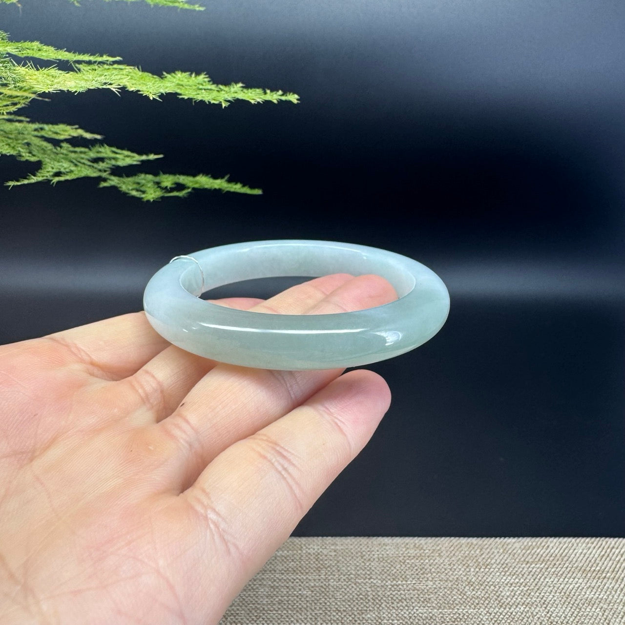 Genuine Burmese Light Green Jade Jadeite Bangle Bracelet ( 52.1mm )