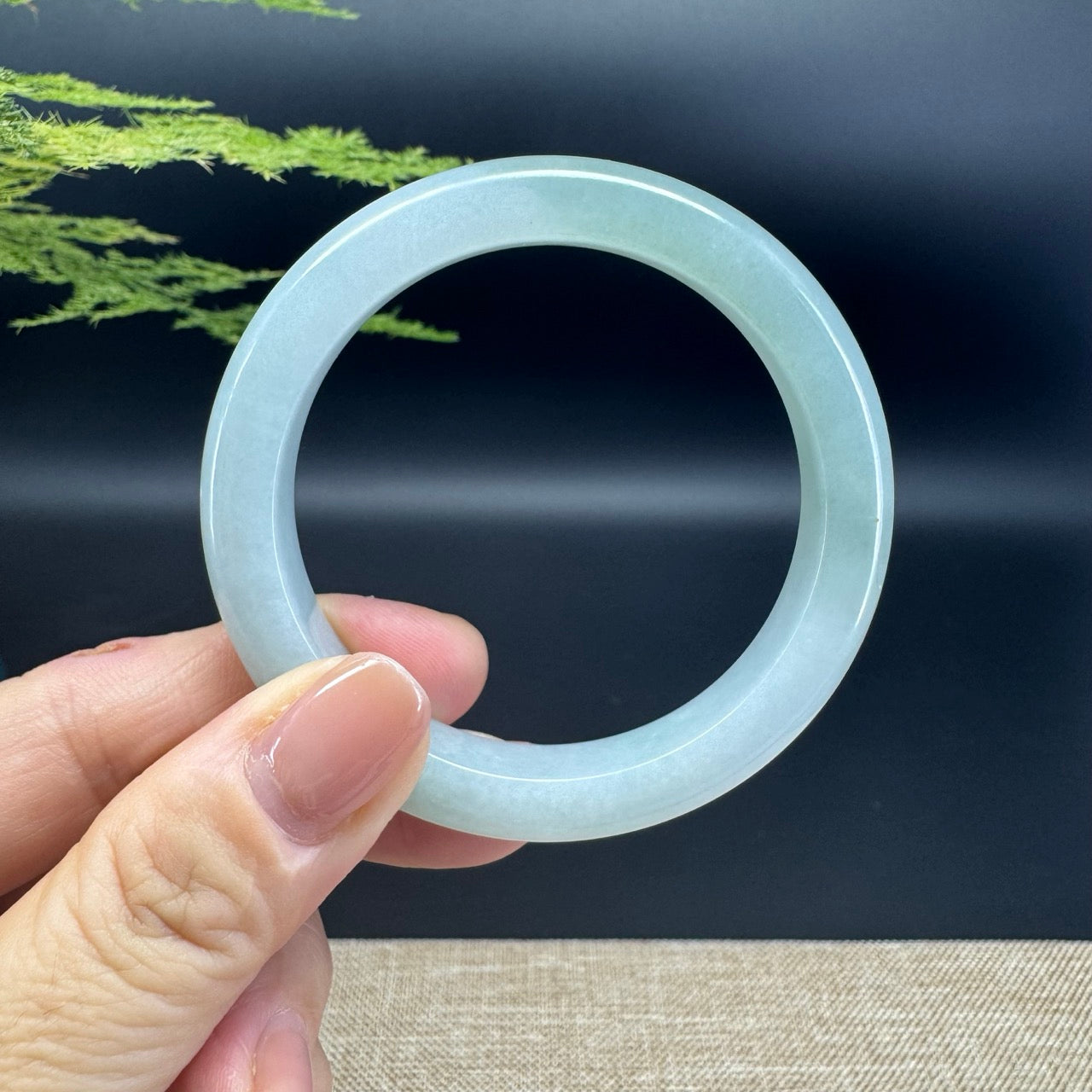 Genuine Burmese Light Green Jade Jadeite Bangle Bracelet ( 52.1mm )