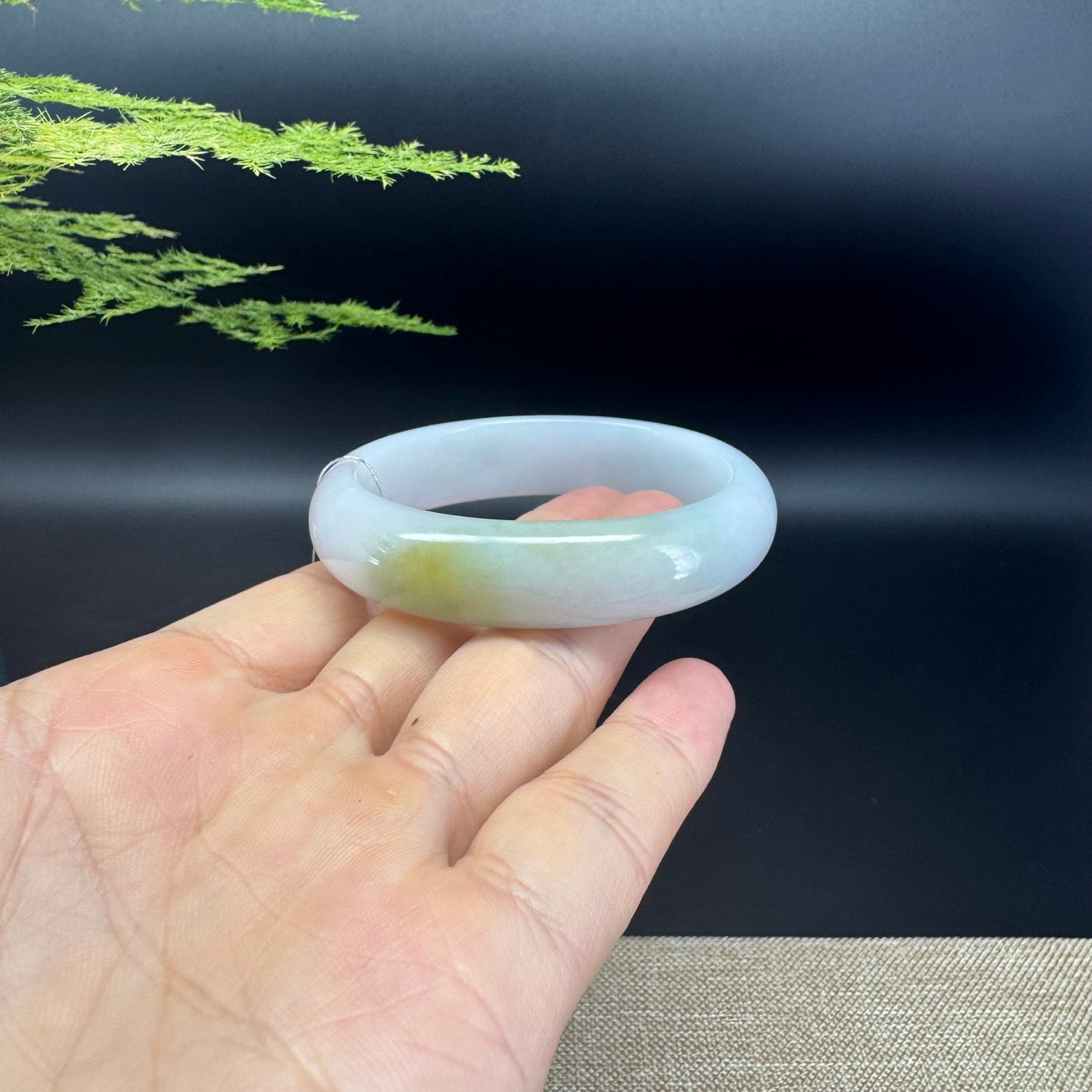Genuine Burmese Yellow Green Jade Jadeite Bangle Bracelet ( 52.7*48.4mm )