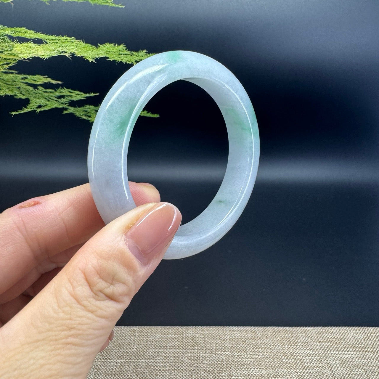 Genuine Burmese Icy Green Jade Jadeite Bangle Bracelet ( 51.6mm )