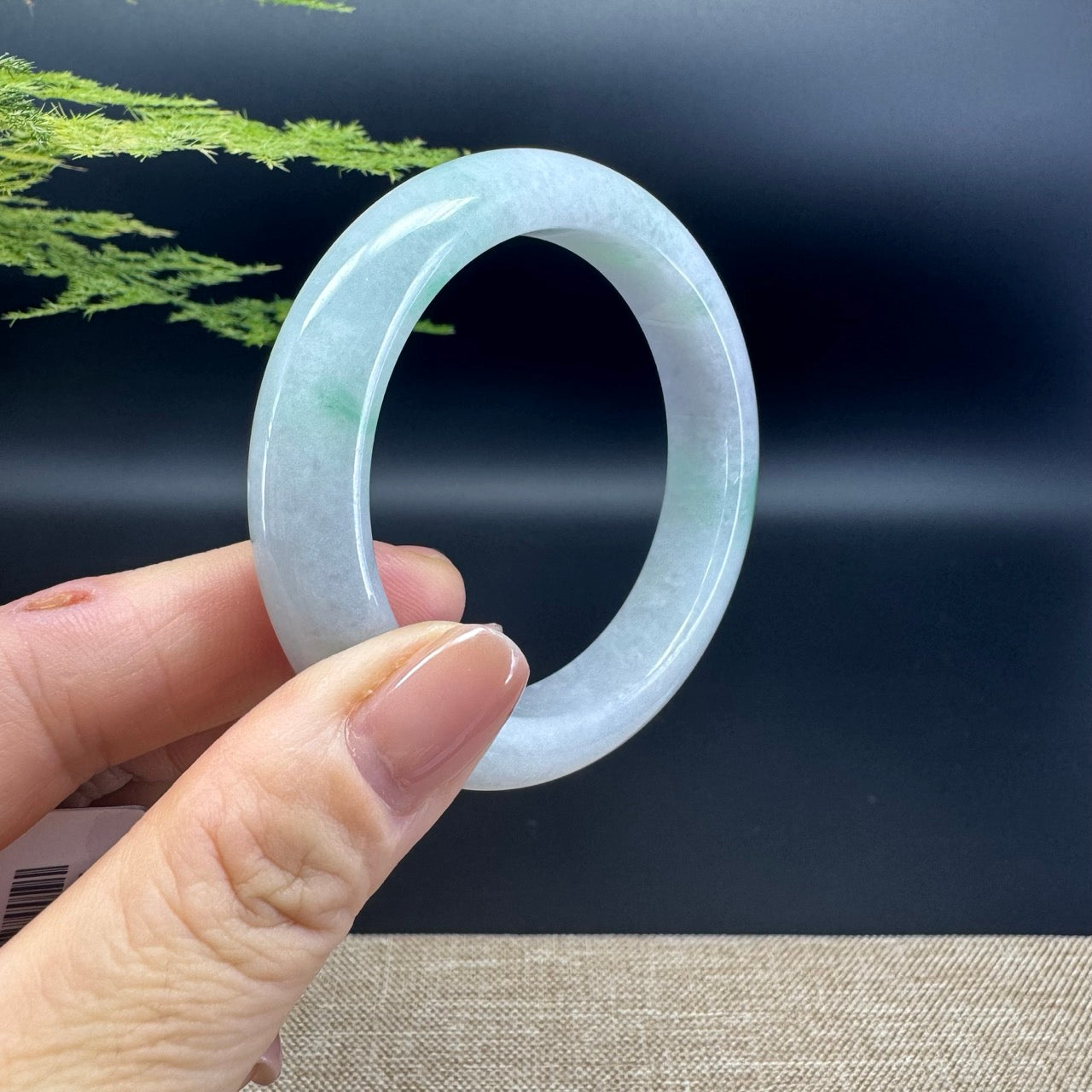 Genuine Burmese Lavender Green Jade Jadeite Bangle Bracelet ( 52.4mm )