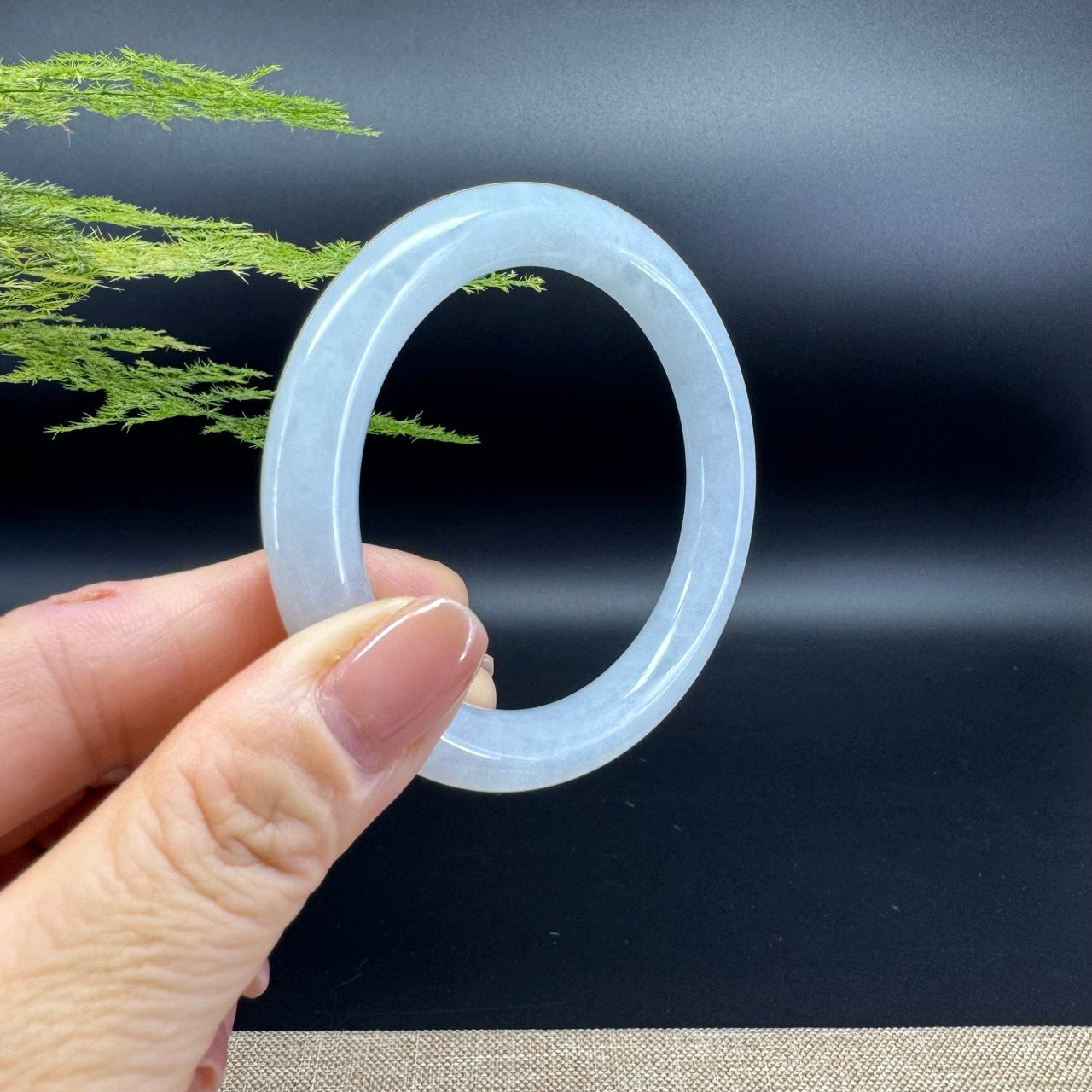 Genuine Burmese Icy Green Jadeite Jade Bangle Bracelet ( 52.6mm )