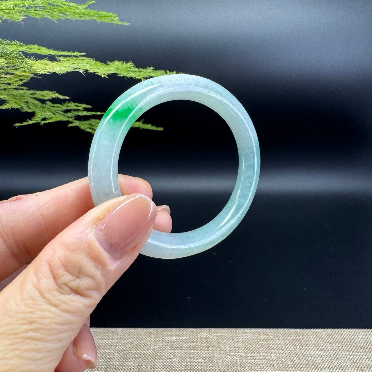 Genuine Burmese Ice Green Jade Jadeite Bangle Bracelet ( 51*43.9mm )