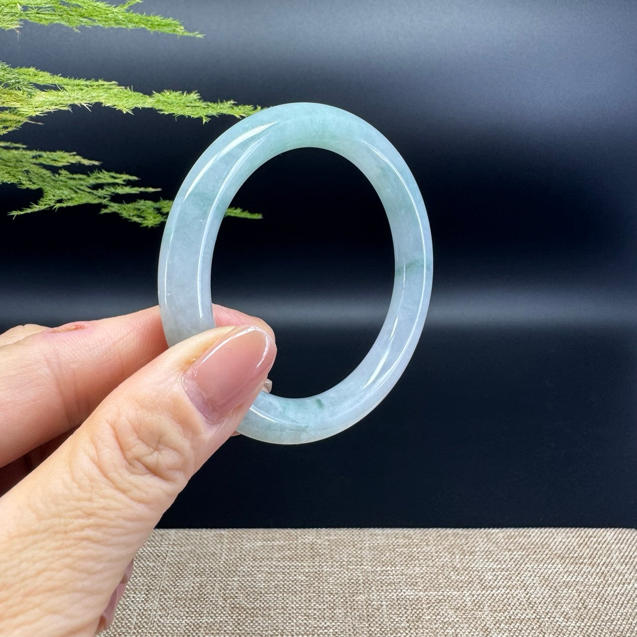 Genuine Burmese Icy Green Jade Jadeite Bangle Bracelet ( 53.8mm )