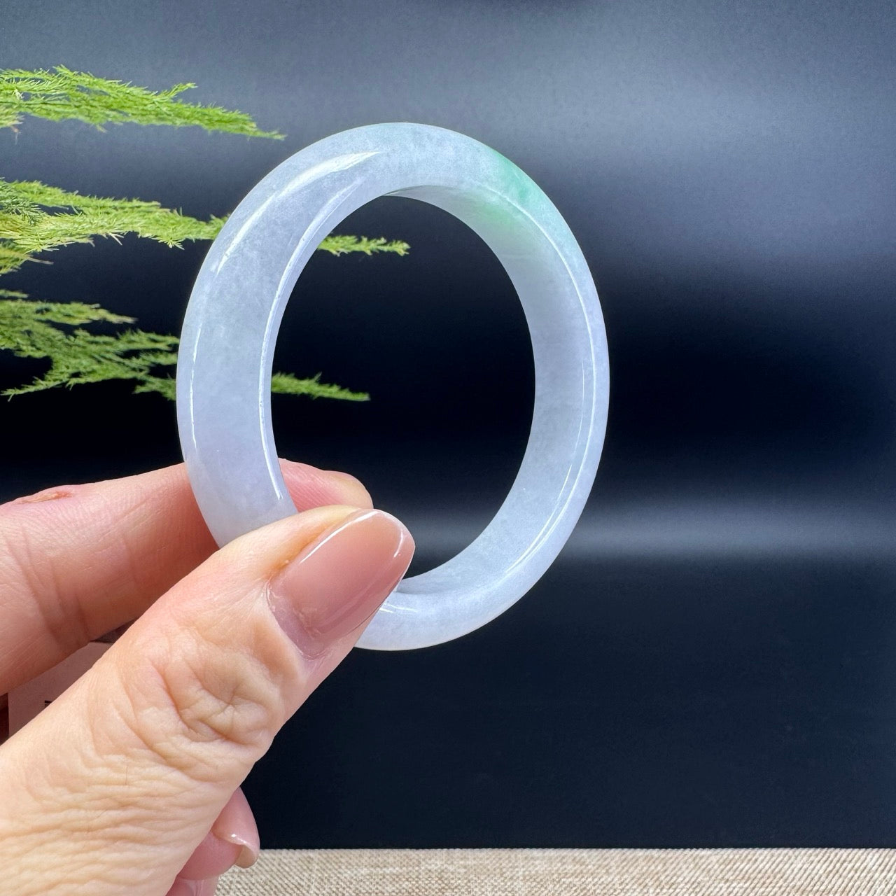 Genuine Burmese Icy Green Jade Jadeite Bangle Bracelet ( 53.4mm )