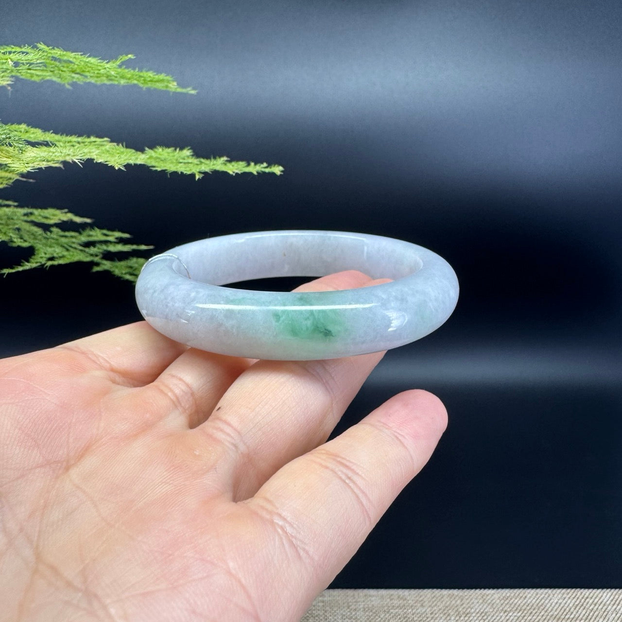 Genuine Burmese Icy Green Jade Jadeite Bangle Bracelet ( 53.4mm )