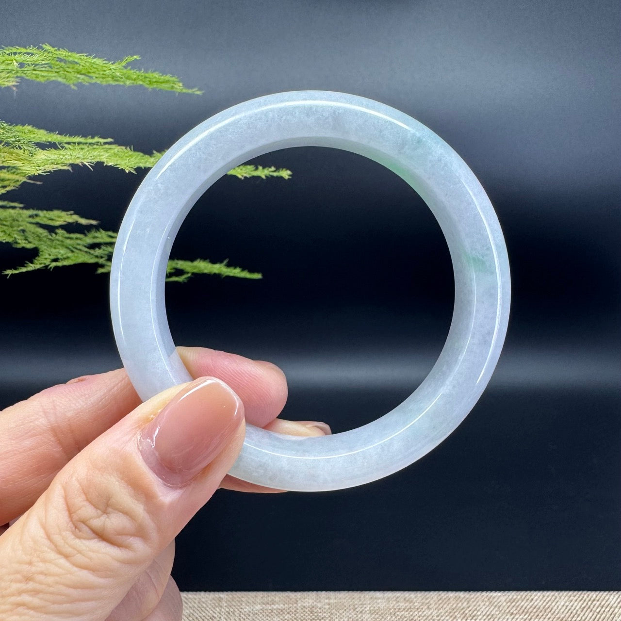 Genuine Burmese Icy Green Jade Jadeite Bangle Bracelet ( 53.4mm )