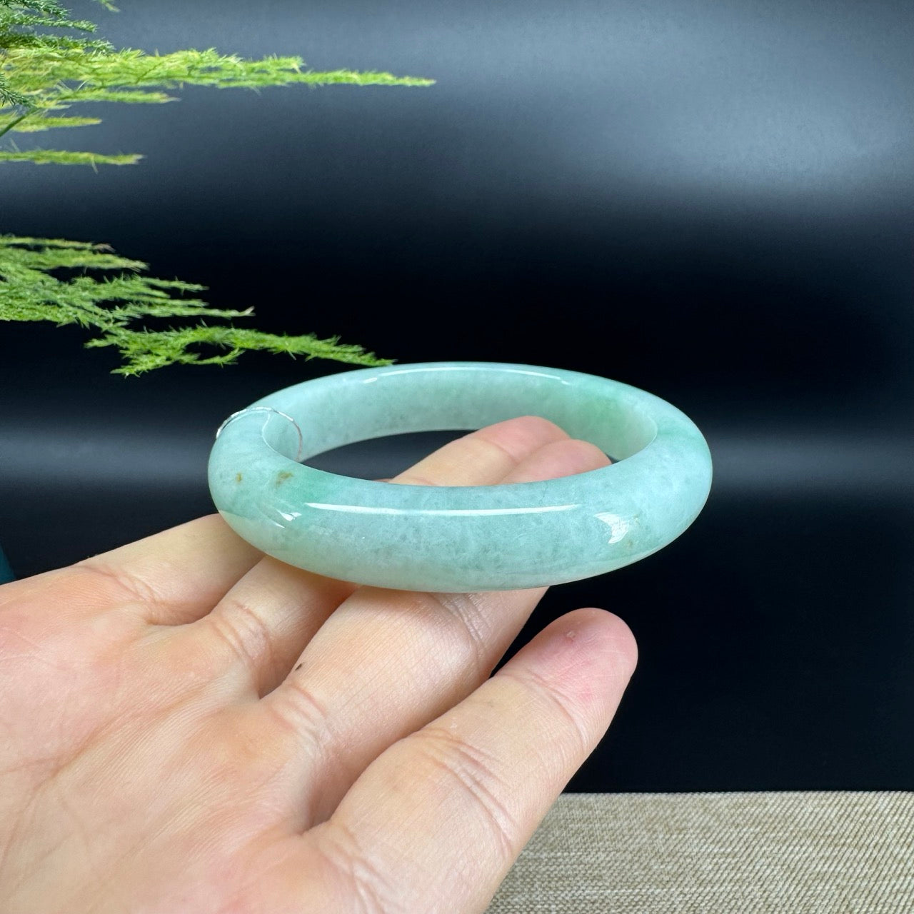Genuine Burmese Apple Green Jade Jadeite Bangle Bracelet ( 56mm )