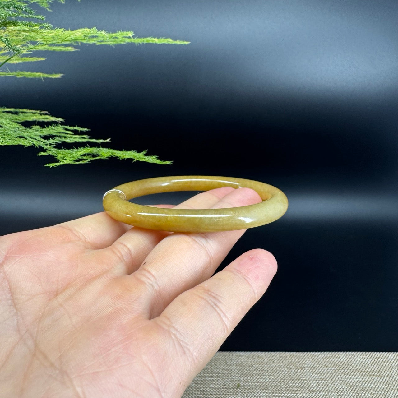 Genuine Burmese Icy Yellow Jade Jadeite Bangle Bracelet ( 56.1*49.5mm )