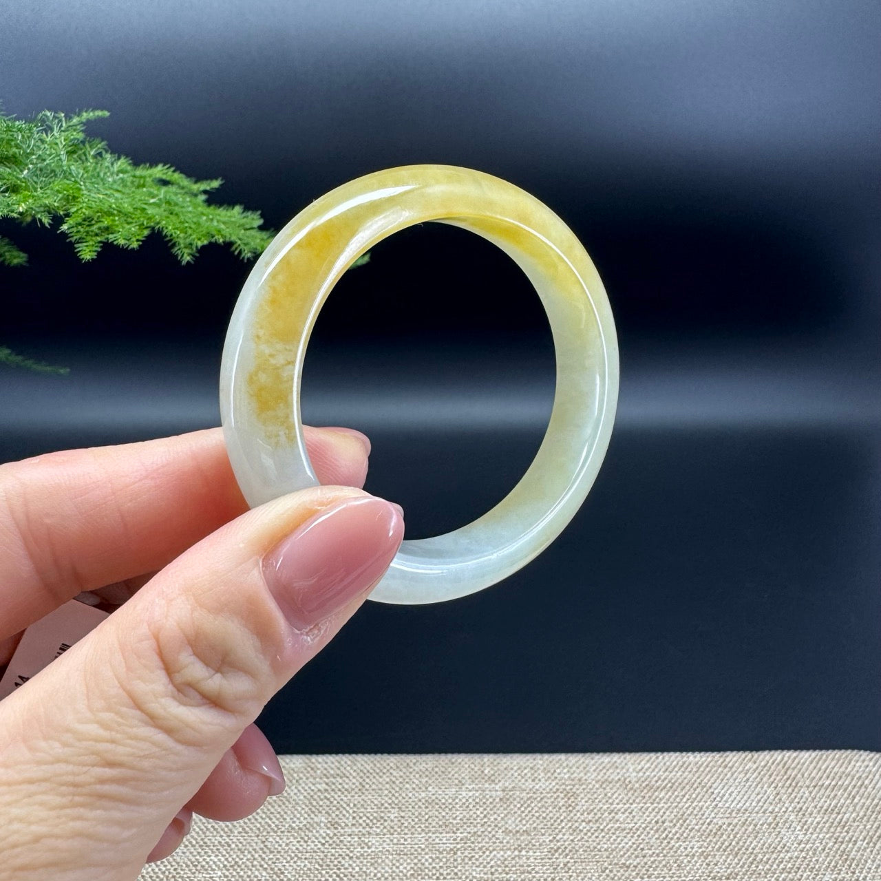 Genuine Burmese Icy Yellow Jade Jadeite Bangle Bracelet ( 53.8*46.8mm )