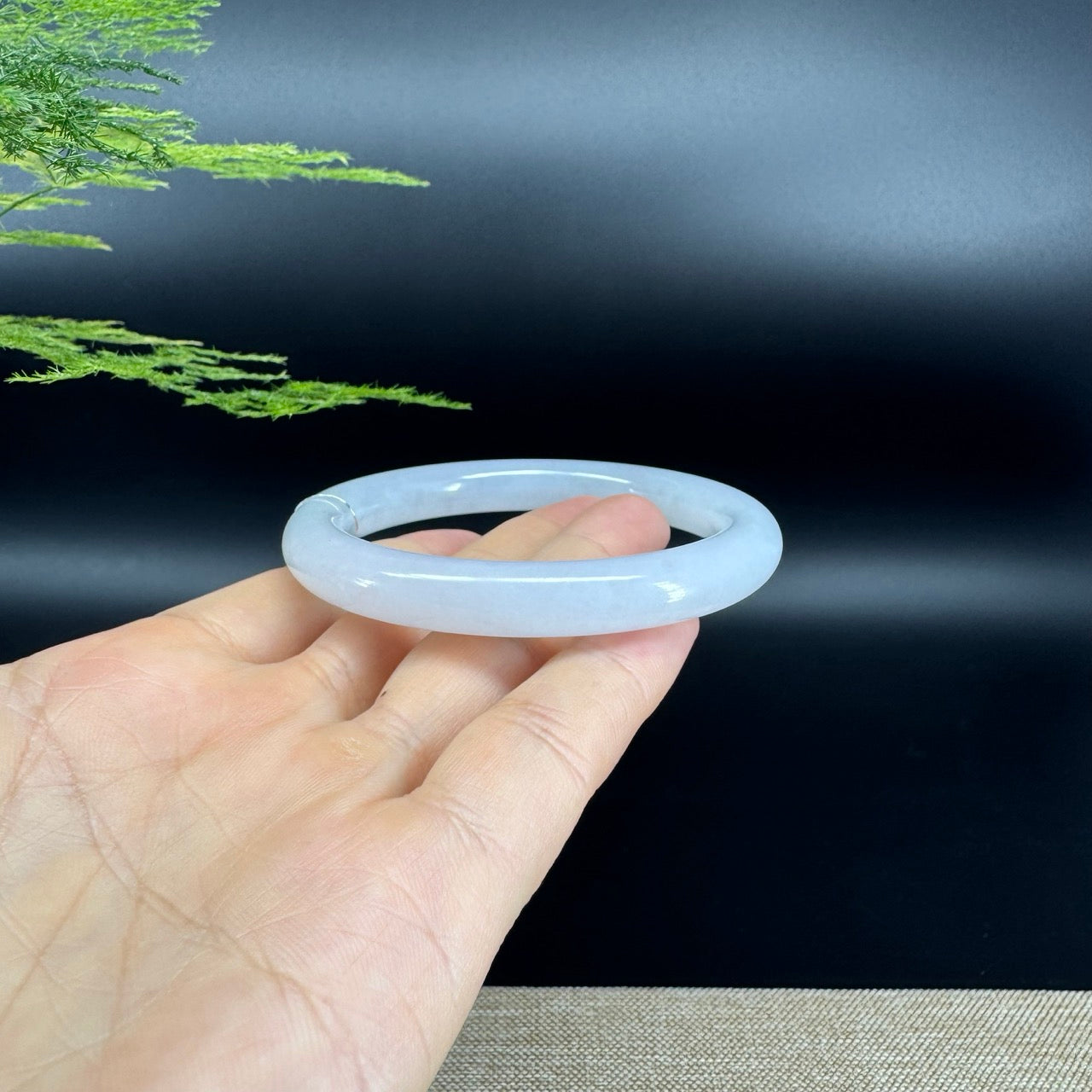 Genuine Burmese Lavender Green Jade Jadeite Bangle Bracelet ( 56.3mm )