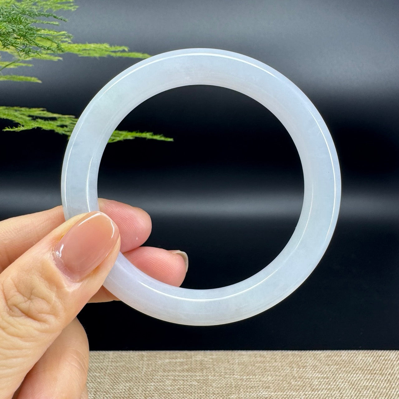 Genuine Burmese Lavender Green Jade Jadeite Bangle Bracelet ( 56.3mm )