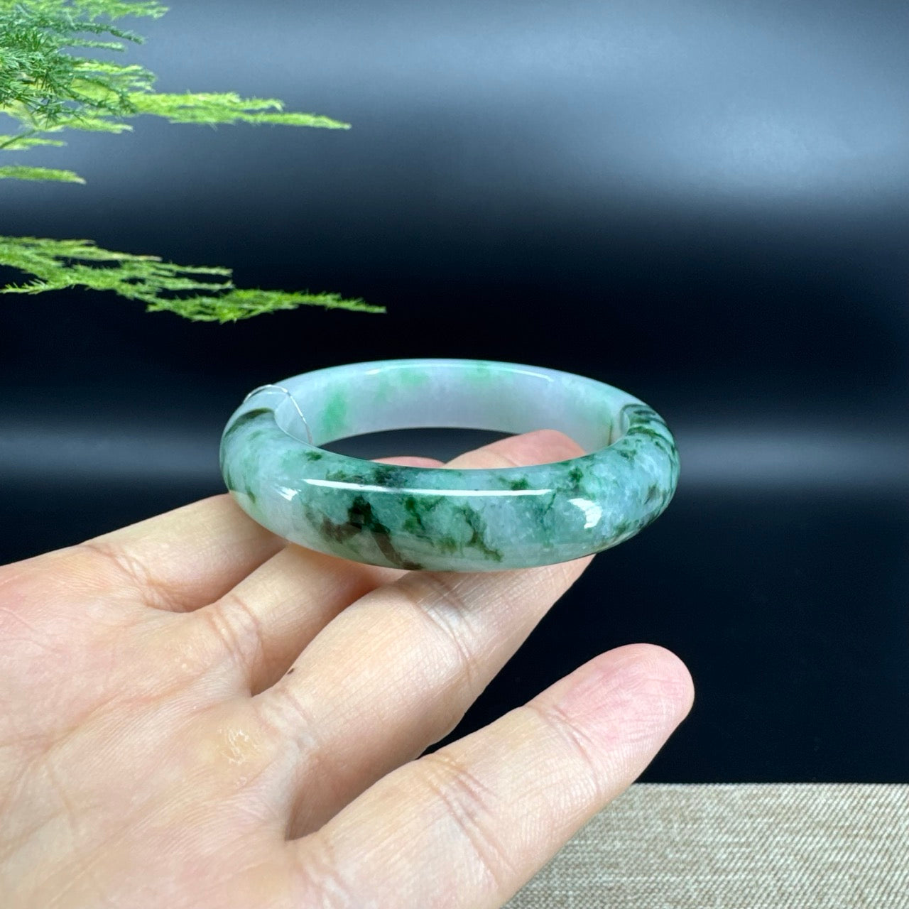 Genuine Burmese Green Jade Jadeite Bangle Bracelet ( 53mm )