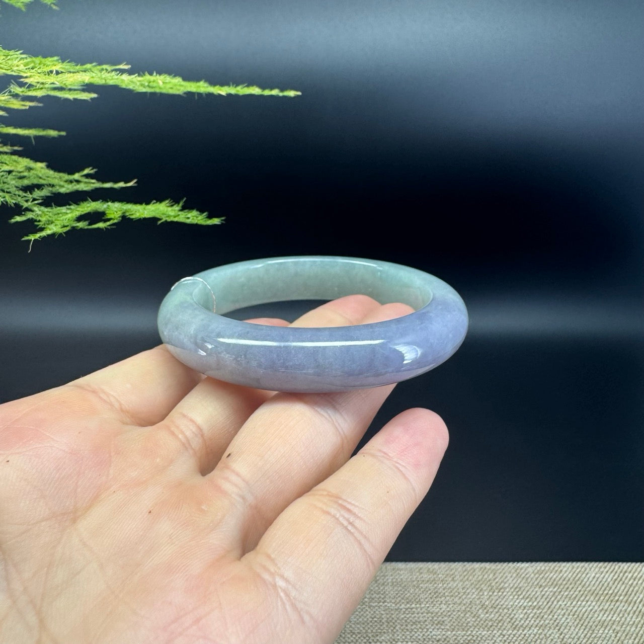 Genuine Burmese Lavender Green Jade Jadeite Bangle Bracelet (52.5mm)