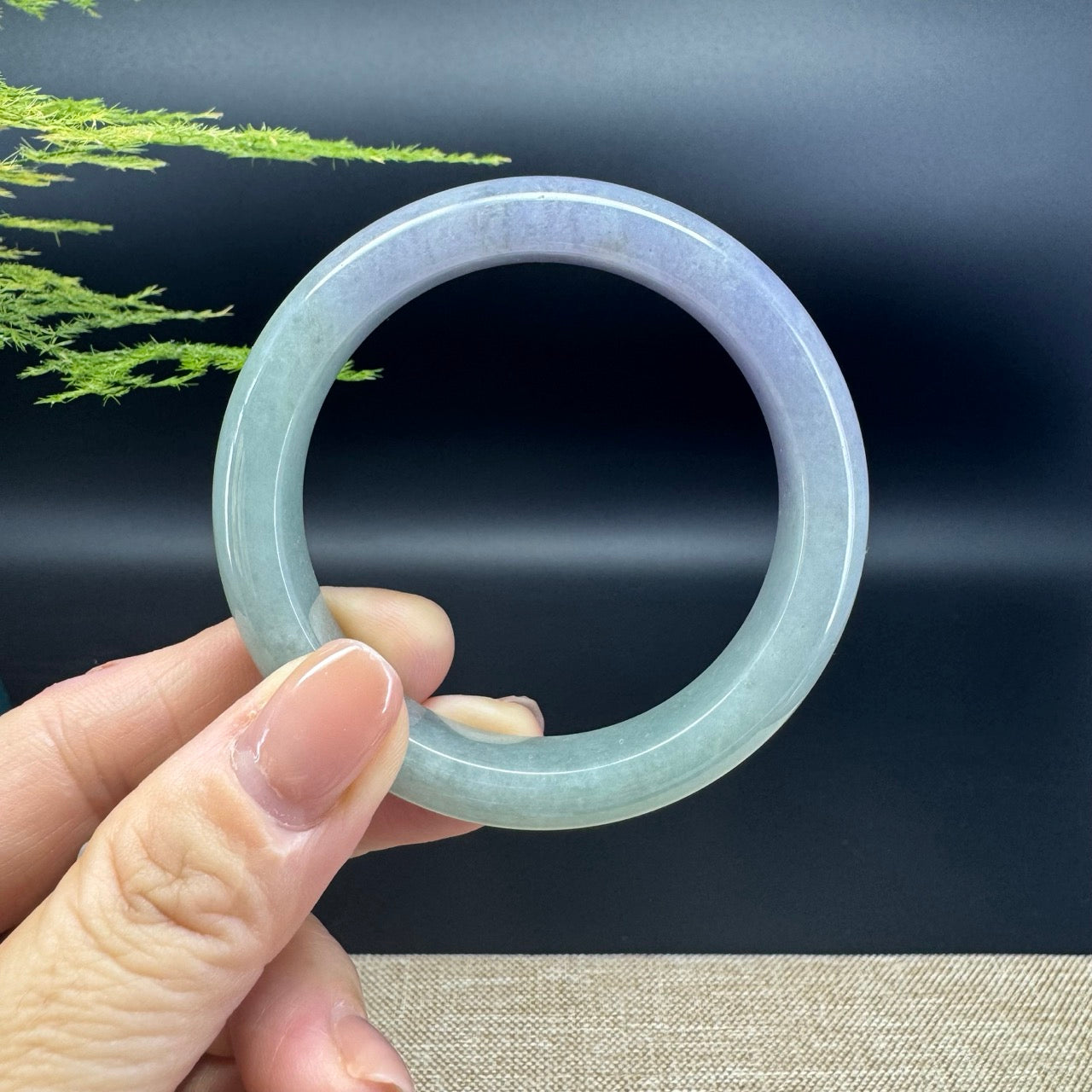 Genuine Burmese Lavender Green Jade Jadeite Bangle Bracelet (52.5mm)