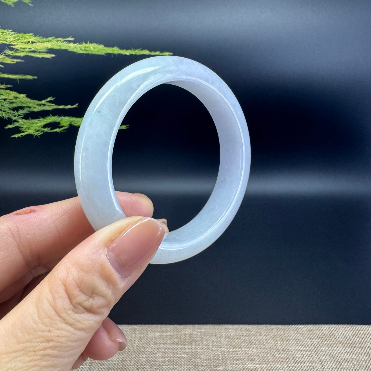 Genuine Burmese Lavender Green Jade Jadeite Bangle Bracelet ( 52.6mm )