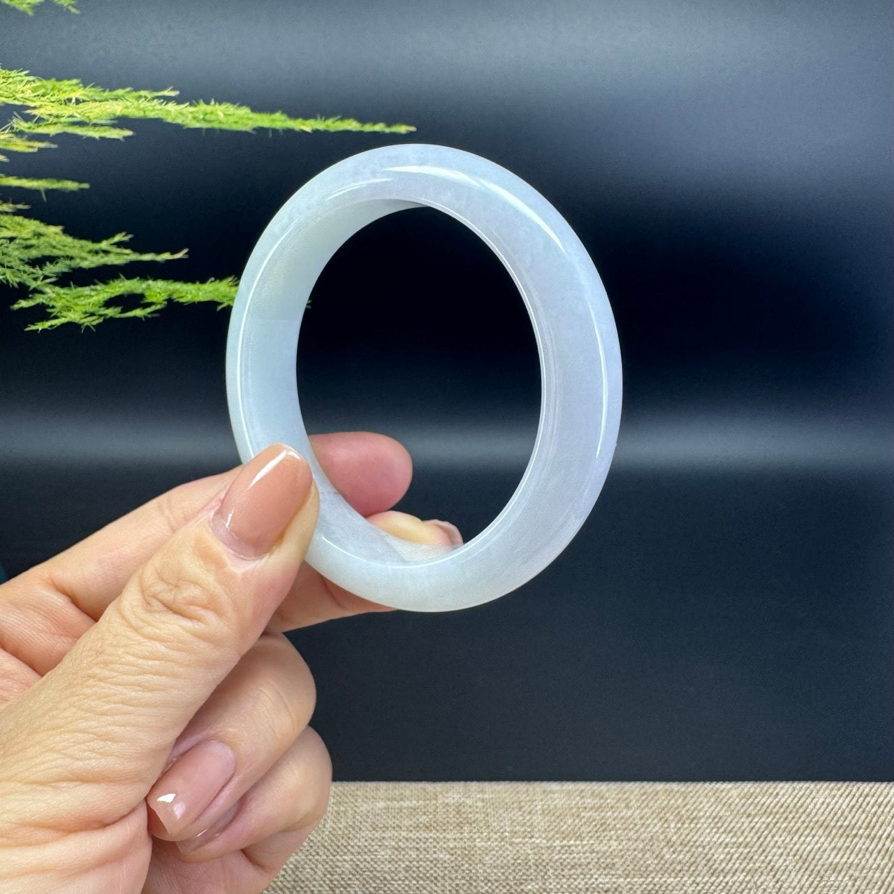 Genuine Burmese Lavender Green Jade Jadeite Bangle Bracelet ( 52.6mm )