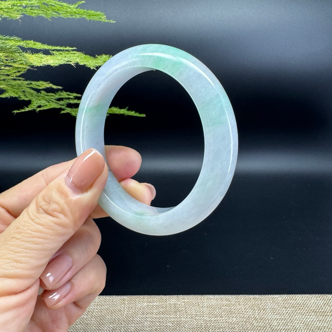 Genuine Burmese Lavender Green Jade Jadeite Bangle Bracelet ( 52.8mm )