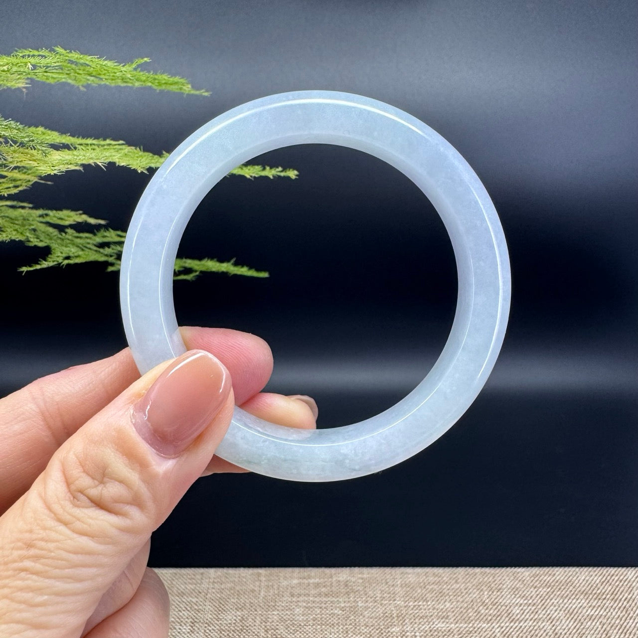 Genuine Burmese Icy Lavender Green Jade Jadeite Bangle Bracelet ( 53.2mm )