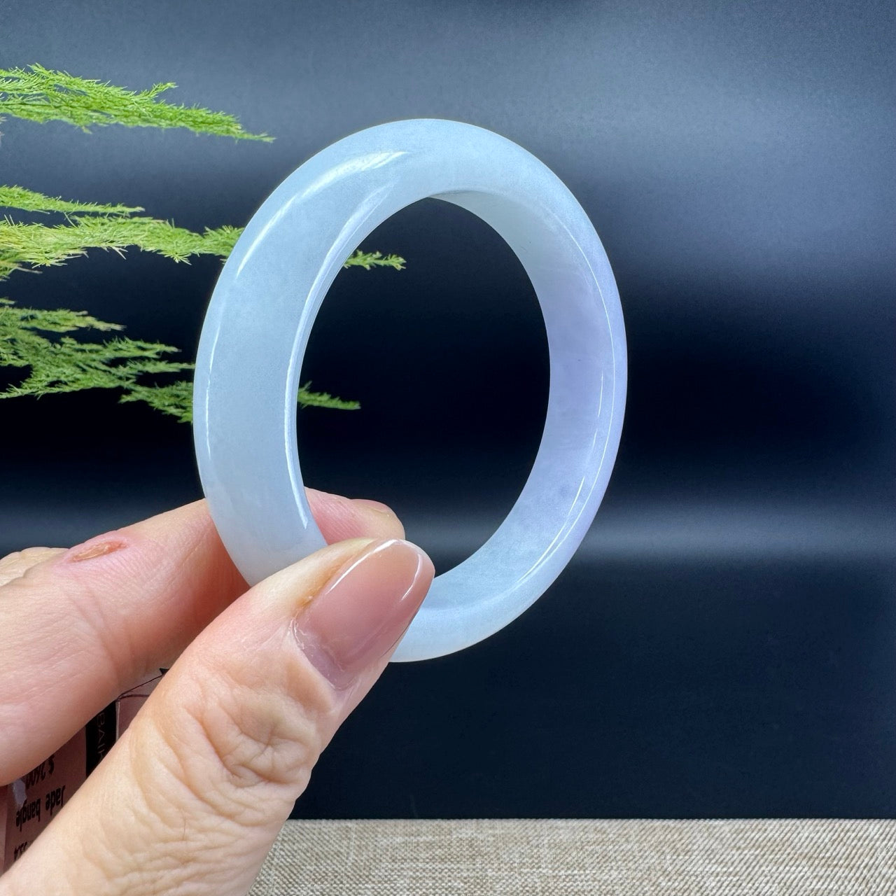 Genuine Burmese Lavender Green Jade Jadeite Bangle Bracelet ( 53.4mm )