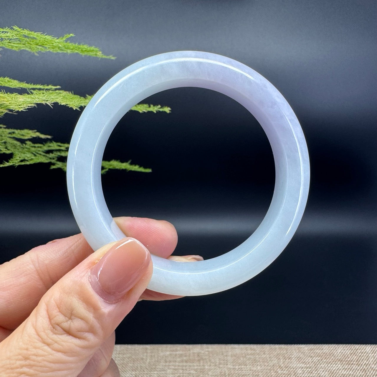 Genuine Burmese Lavender Green Jade Jadeite Bangle Bracelet ( 53.4mm )