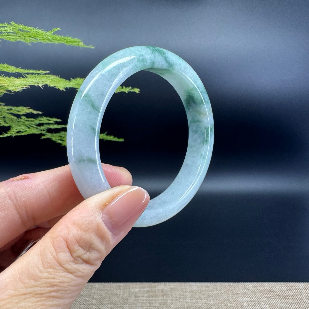 Genuine Burmese Green Jade Jadeite Bangle Bracelet ( 53.7mm )