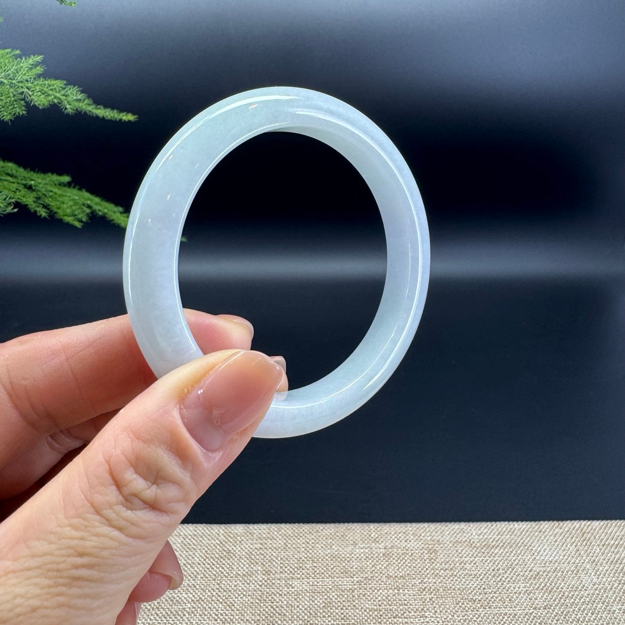 Genuine Burmese Lavender Green Jade Jadeite Bangle Bracelet ( 52.5mm )